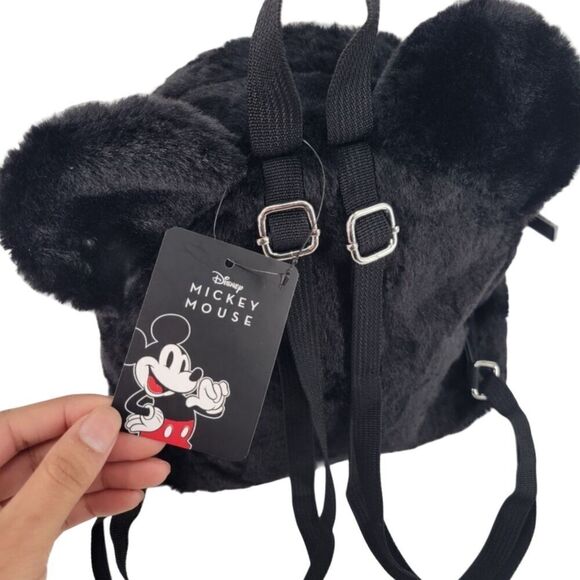 Disney Mickey Mouse Soft Fuzzy Faux Fur with Ears Mini Backpack NWT main image 4